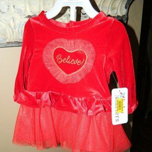 5/$25 Baby Starters Christmas Believe Dress Size 6 Mths (I-55)